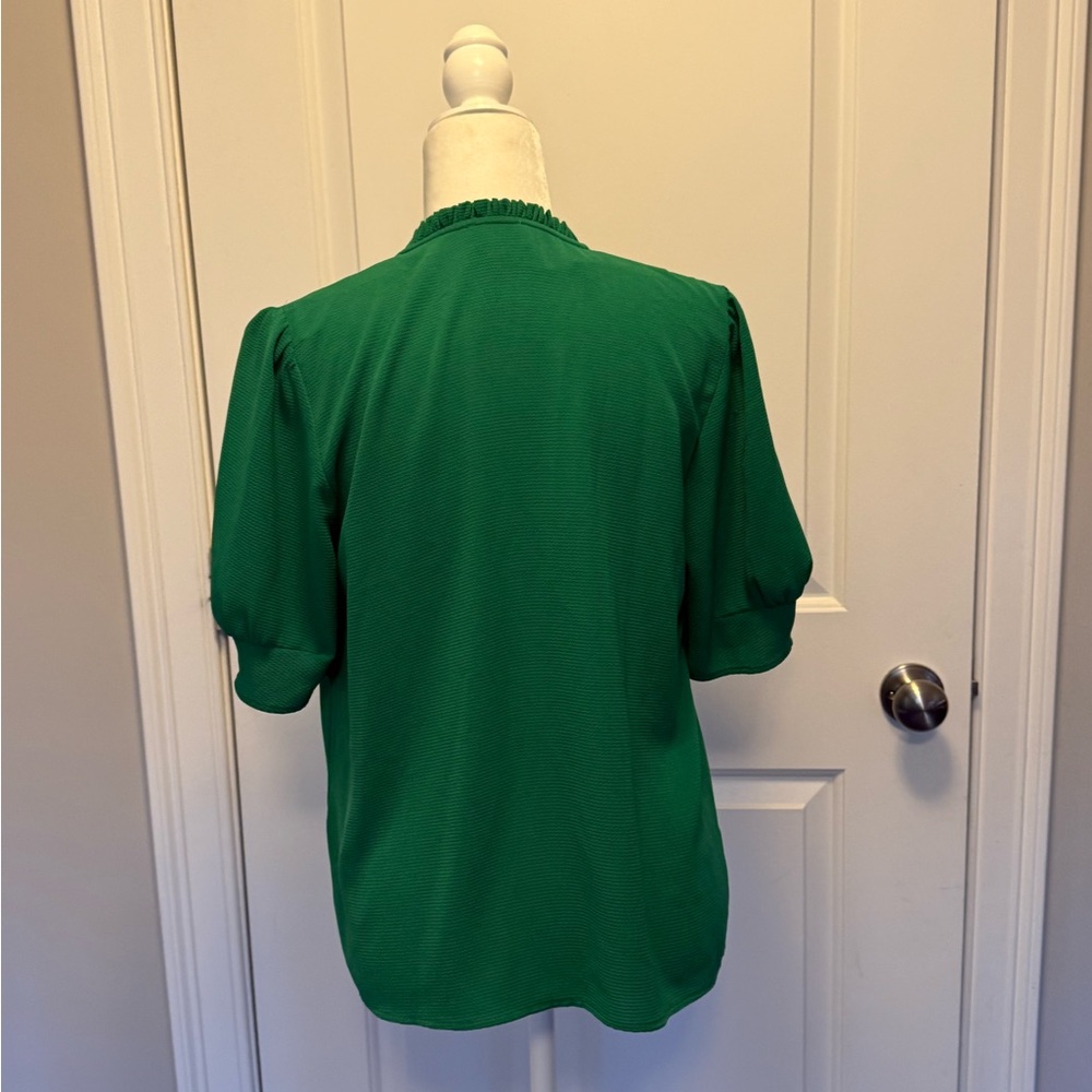 Cece Green Women's Top with Tie Neck - Picture 3 of 6